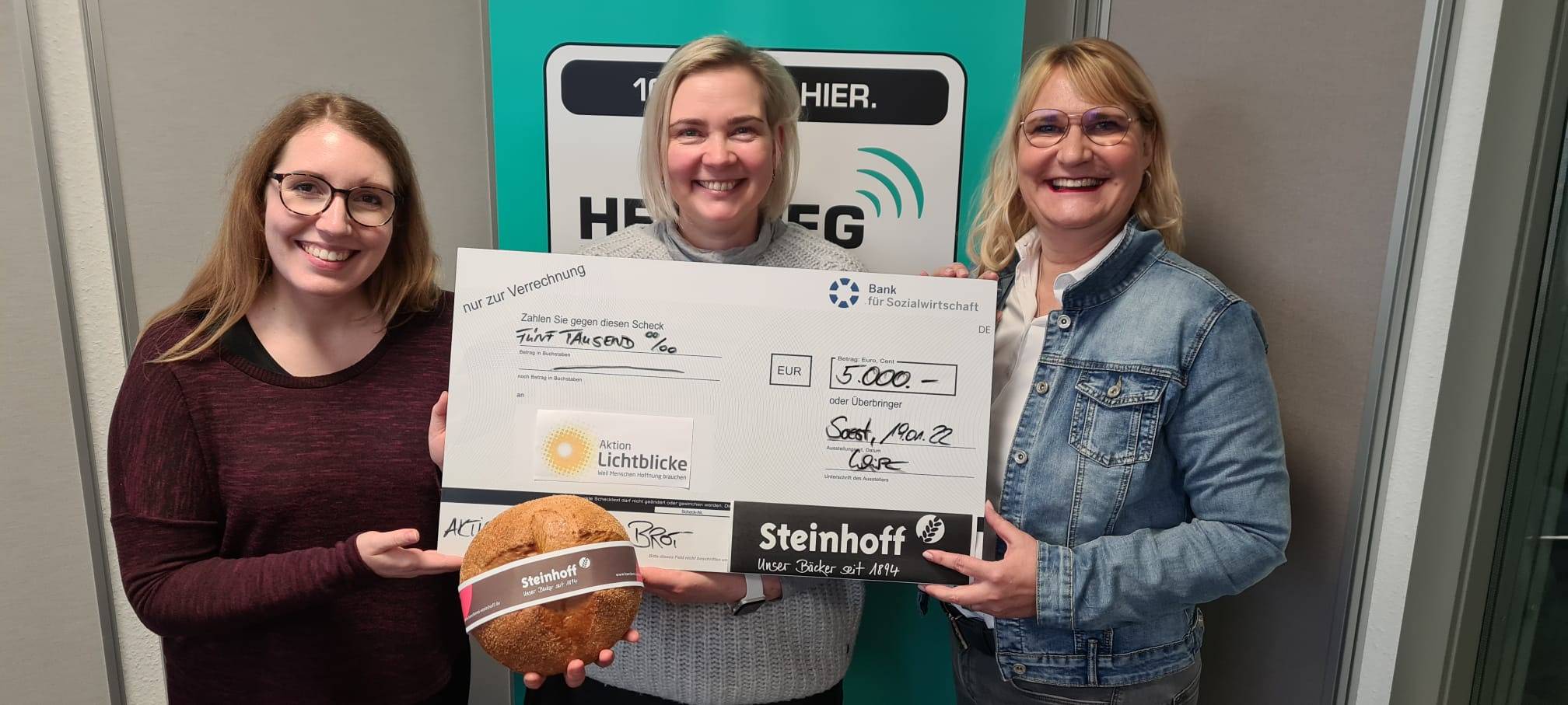 5.000 € dank Lichtblicke-Brot der Bäckerei Steinhoff