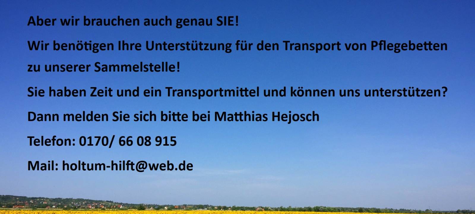 "Holtum hilft" braucht eure Unterstützung