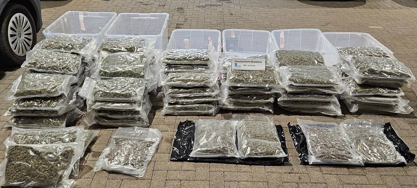 Die vakuumverschweißten Beutel mit Marihuana waren in den Kunststoffkisten verpackt.