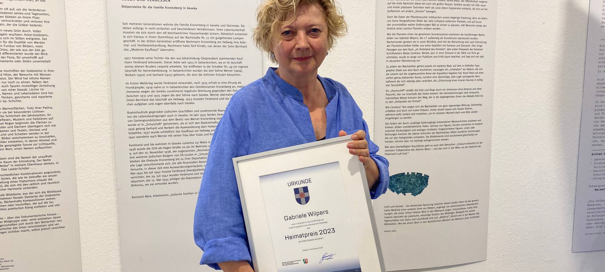 Gabriele Wilpers aus Geseke wurde 2023 mit dem Heimatpreis ausgezeichnet.