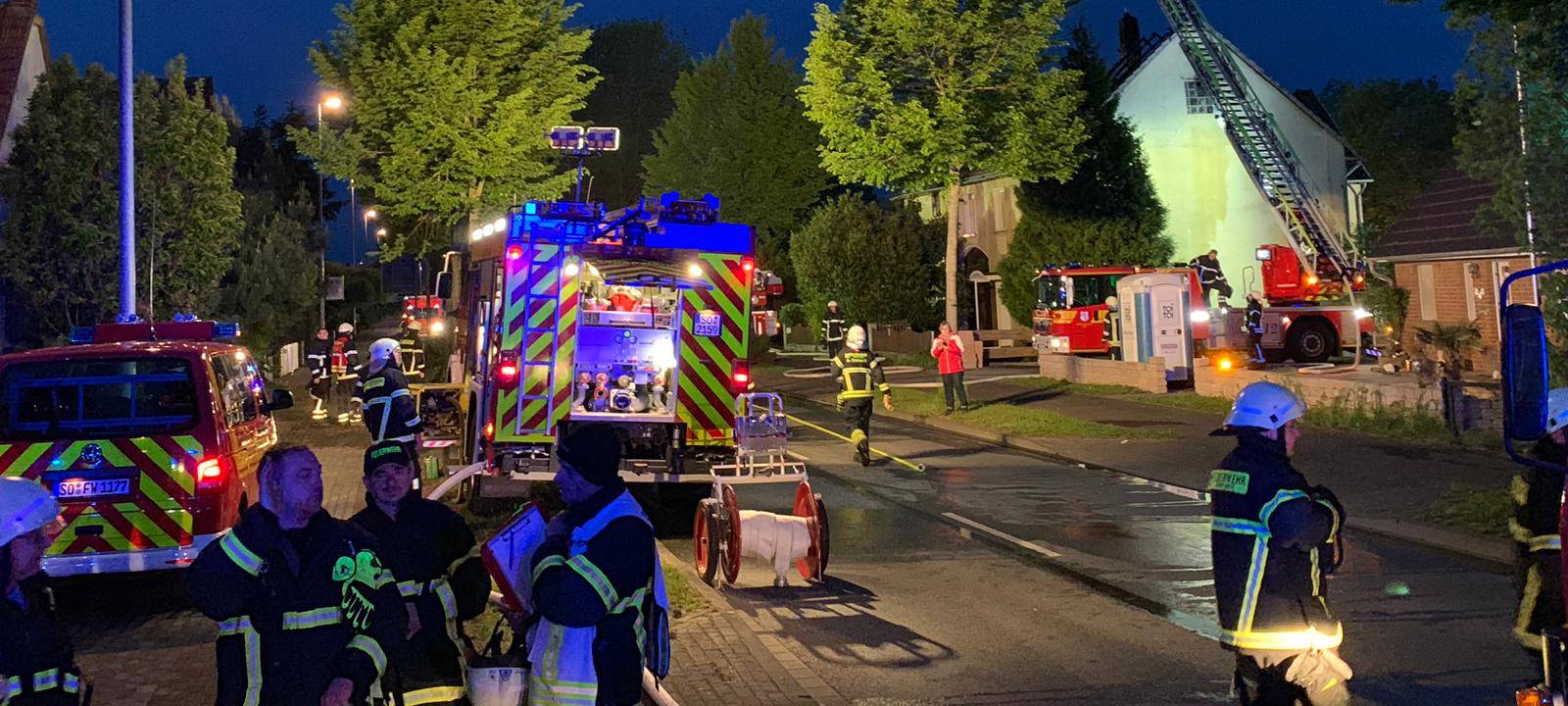 Dachstuhlbrand in Soest-Ampen