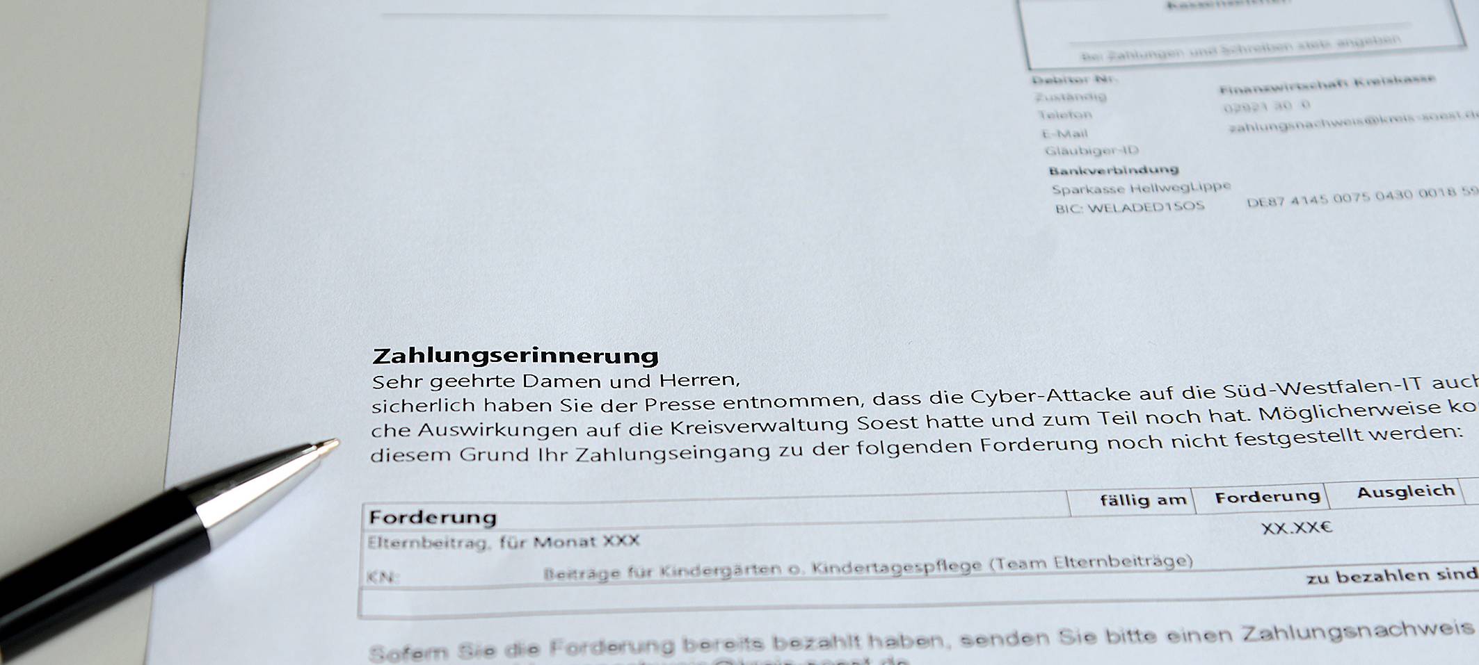 Kreisverwaltung verschickt Zahlungserinnerungen - keine Fake-Briefe