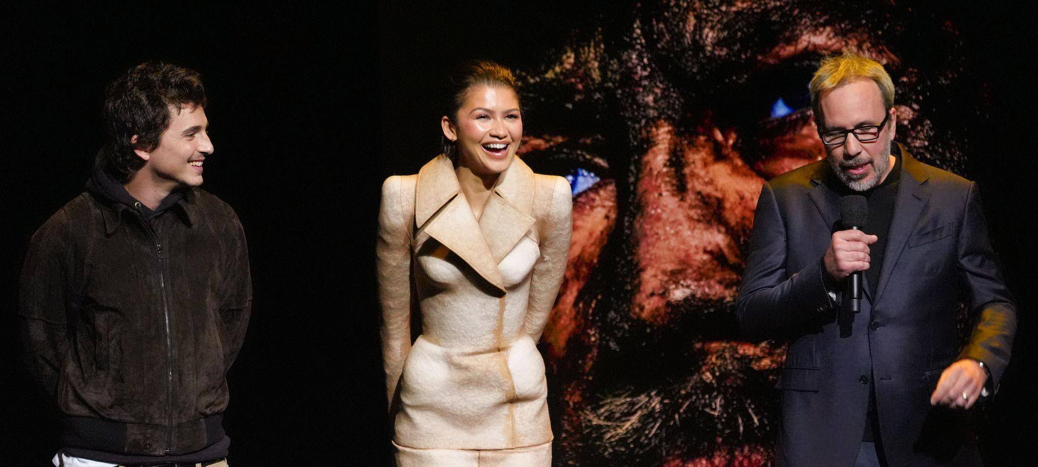Denis Villeneuve (r), Timothée Chalamet (l) und Zendaya