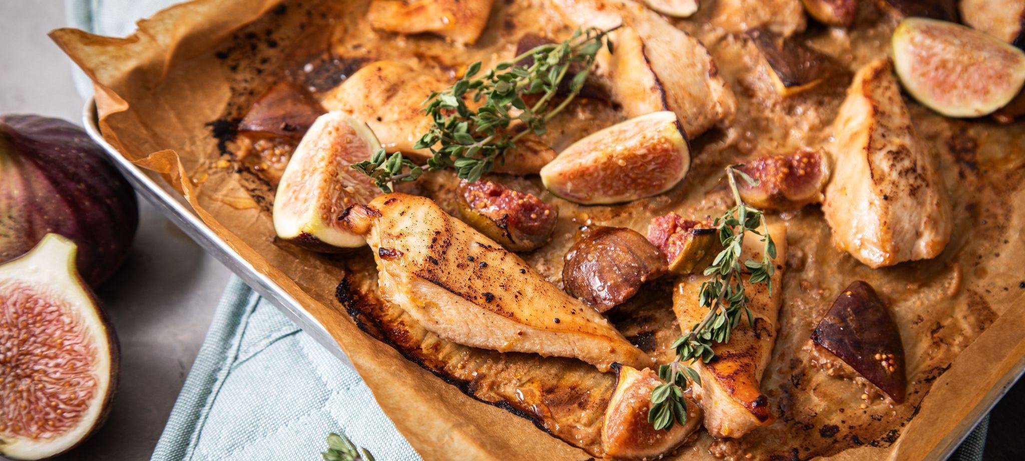 Honig-Hähnchen mit Feigen vom Blech