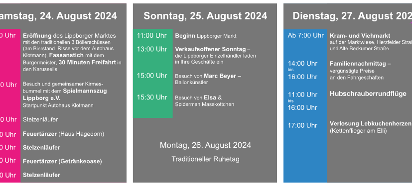 Programm & Sperrungen Lippborger Markt