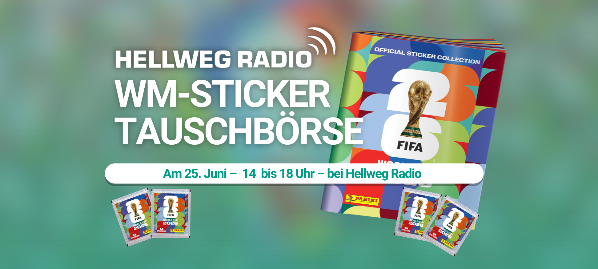 WM-Sticker-Tauschbörse bei Hellweg Radio
