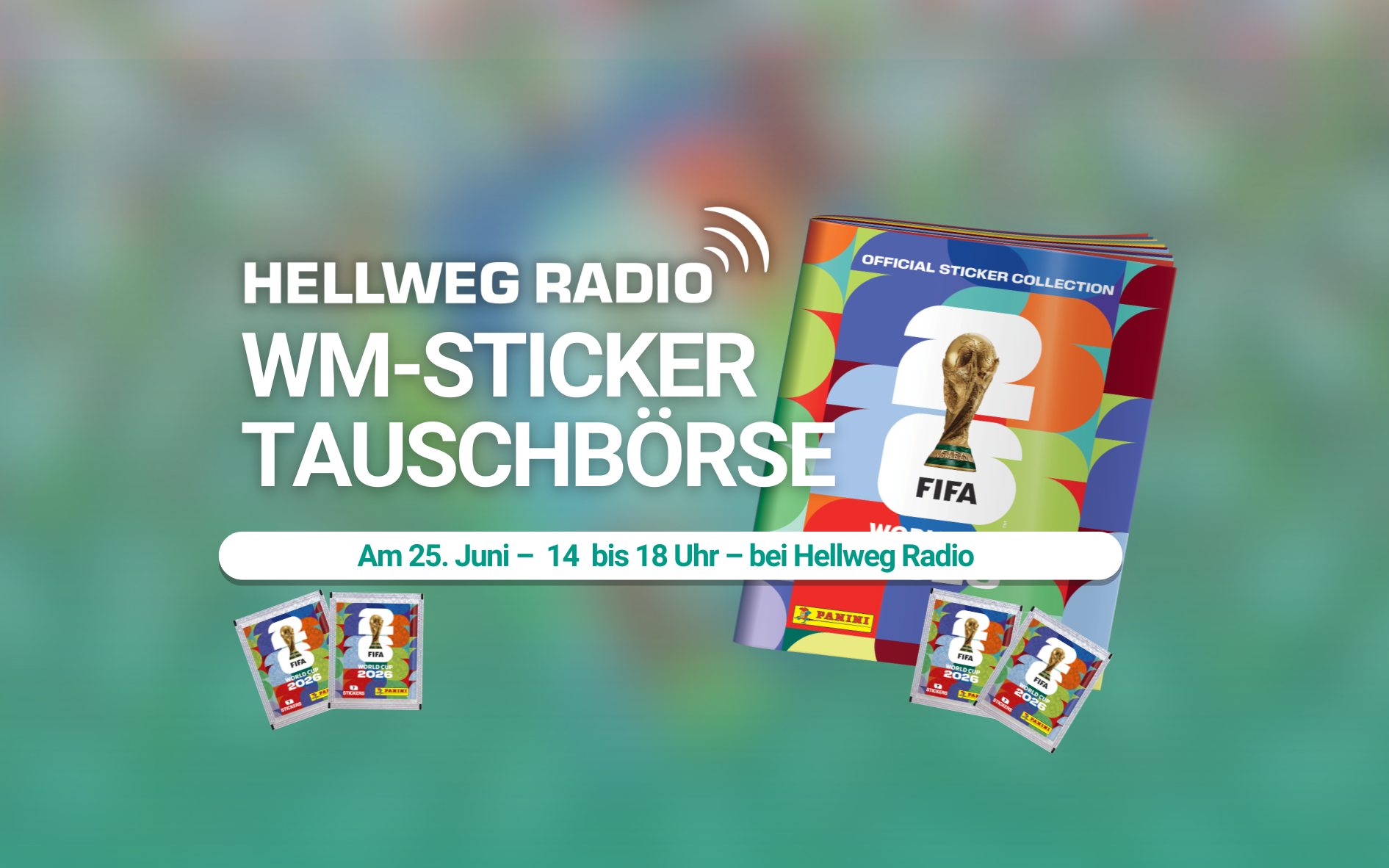 WM-Sticker-Tauschbörse bei Hellweg Radio